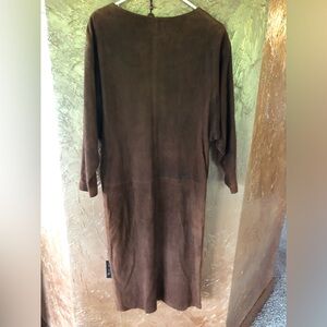 Vintage Ambria Genuine Leather boatneck dress size M.